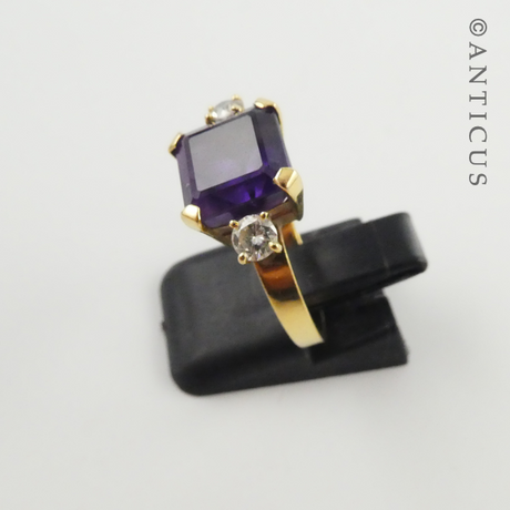 18ct Gold, Amethyst and Diamond Ring.