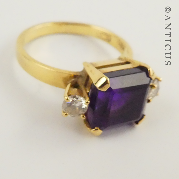 18ct Gold, Amethyst and Diamond Ring.