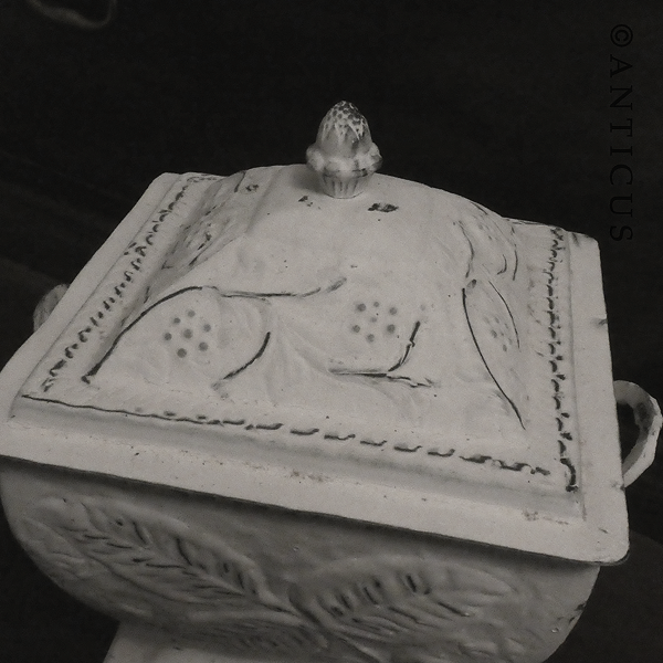 Very Attractive Lidded Metal White Box.