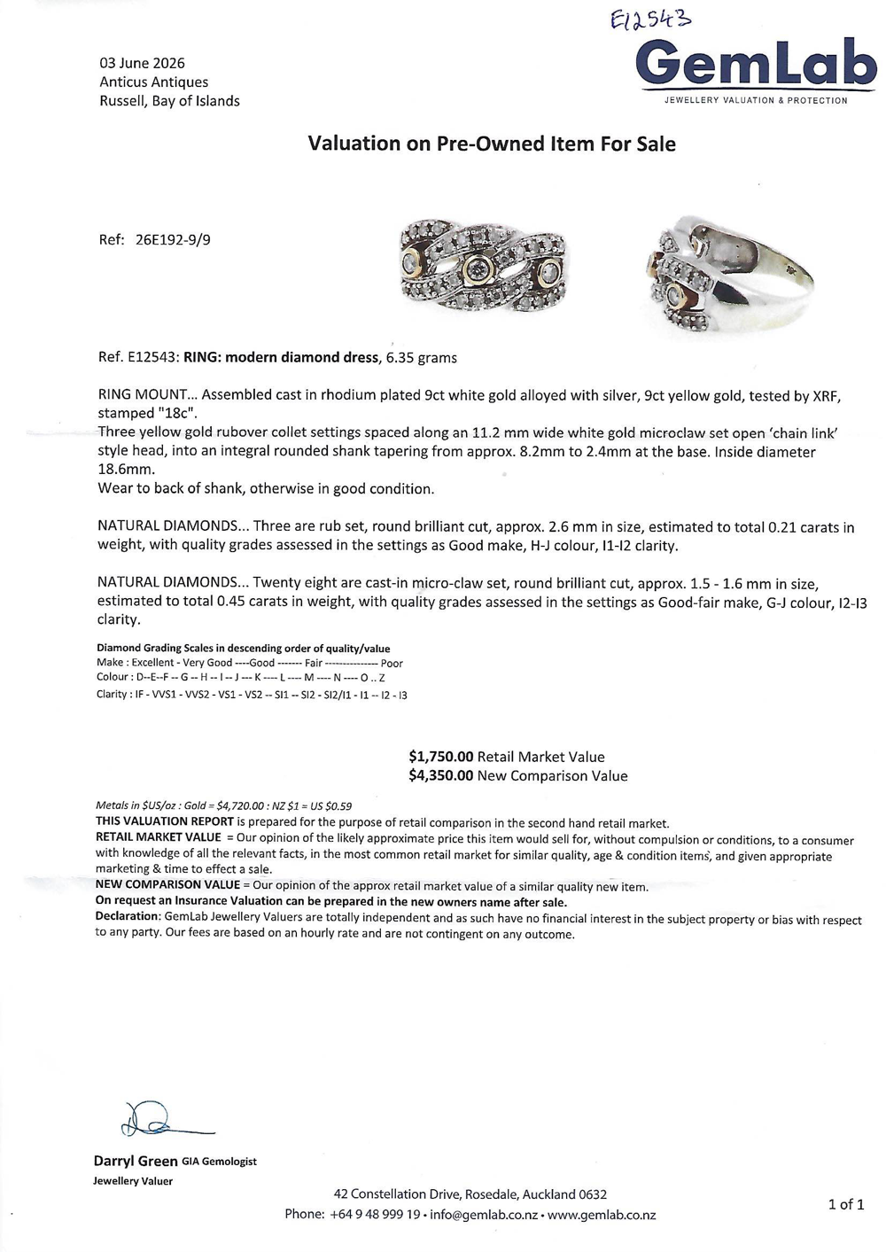18ct Modern Diamond Dress Ring.