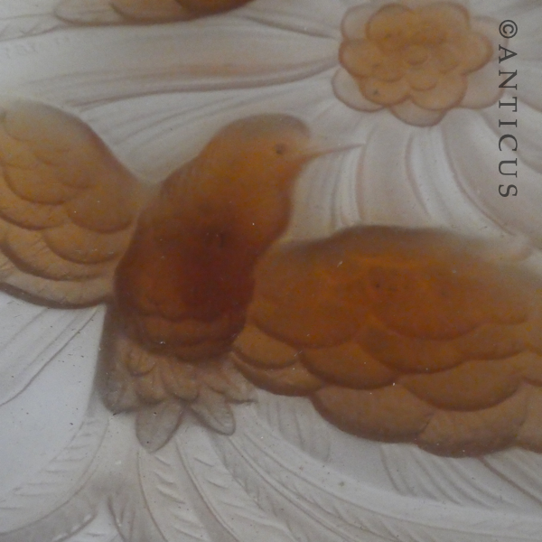 Large Art Deco Peach Glass Bowl.