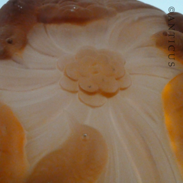 Large Art Deco Peach Glass Bowl.