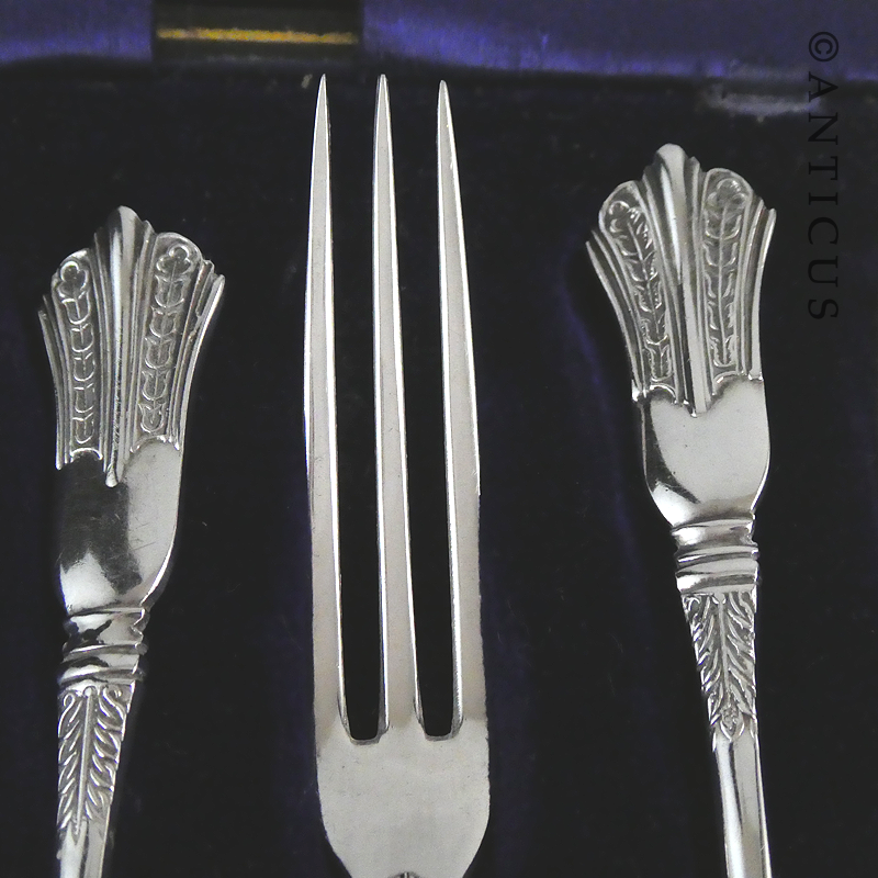 Set of 6 Edwardian-Period Silver Fruit or Oyster Forks.
