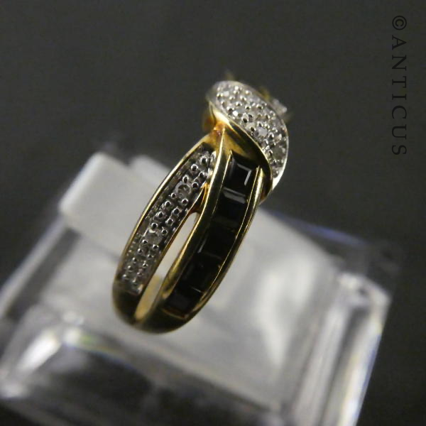 Gold, Diamond and Sapphire Knot Ring.