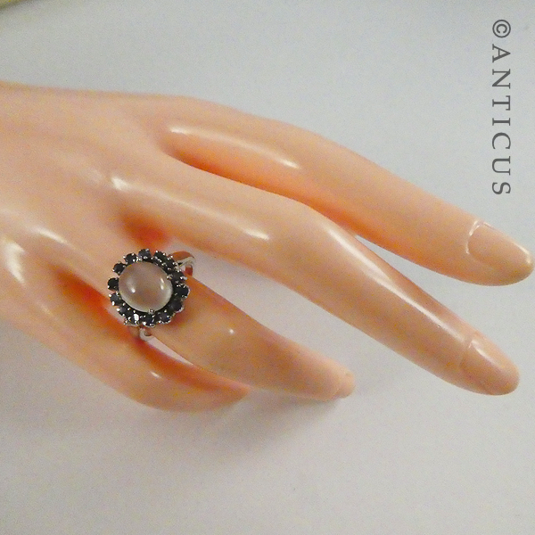 Moonstones, Sapphires and Silver Parure Set.