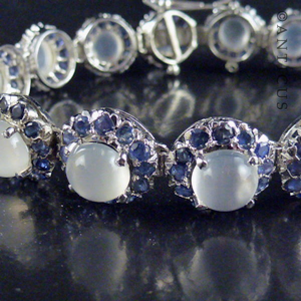 Moonstones, Sapphires and Silver Parure Set.
