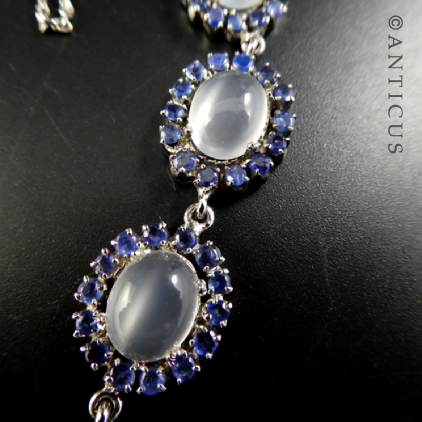 Moonstones, Sapphires and Silver Parure Set.