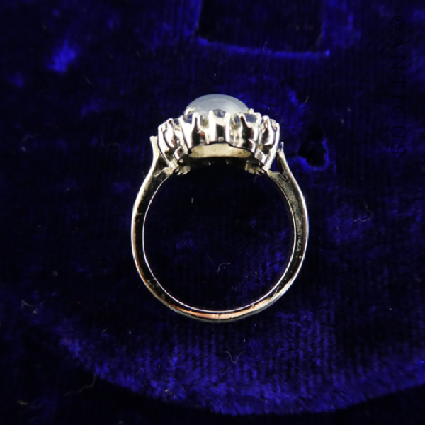 Moonstones, Sapphires and Silver Parure Set.