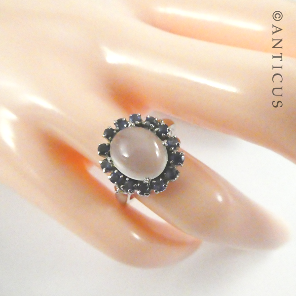 Moonstones, Sapphires and Silver Parure Set.