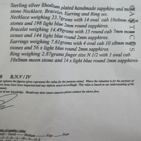 Moonstones, Sapphires and Silver Parure Set.