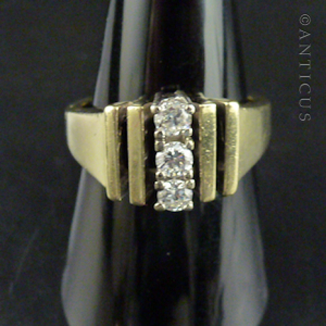 14k Gold and Three Diamonds Ring.