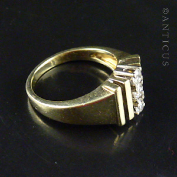 14k Gold and Three Diamonds Ring.