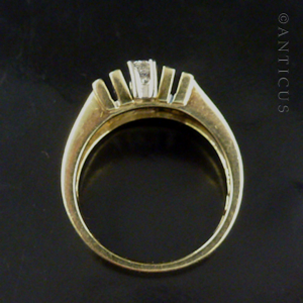 14k Gold and Three Diamonds Ring.