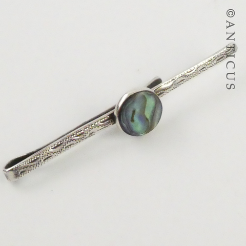 Silver and New Zealand Paua Tie Slide, Vintage.