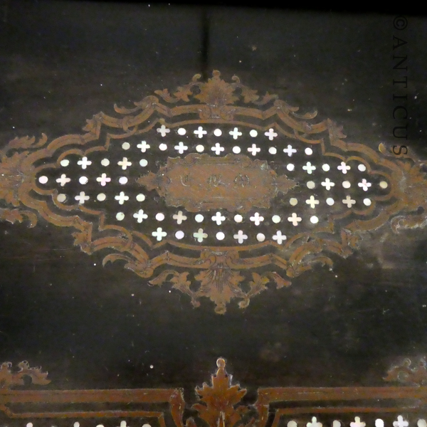 Victorian Rosewood and Pearl Inlaid Writing Slope.