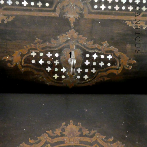 Victorian Rosewood and Pearl Inlaid Writing Slope.