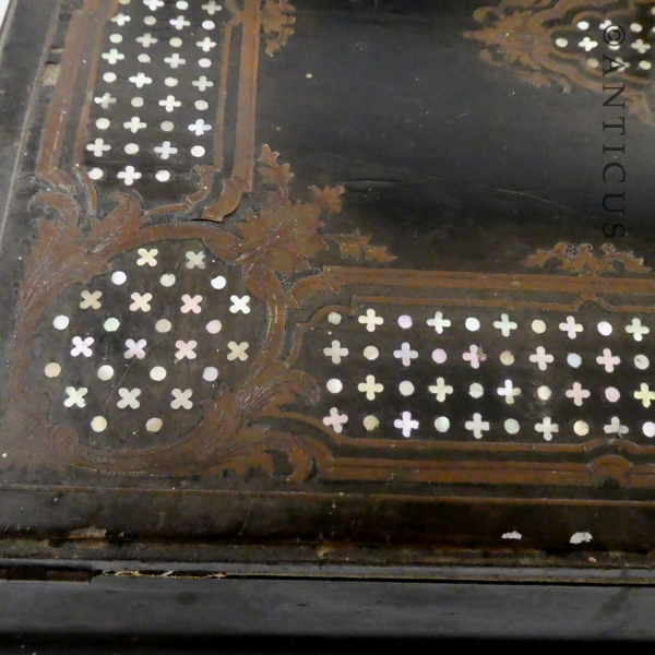 Victorian Rosewood and Pearl Inlaid Writing Slope.