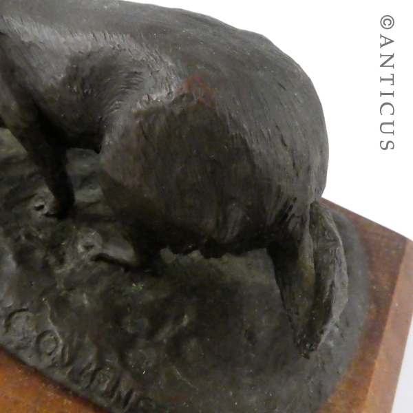 Bronze Border Collie Dog Figurine.