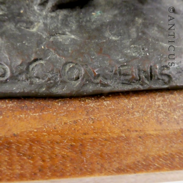 Bronze Border Collie Dog Figurine.