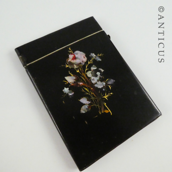 Victorian Black Lacquer and Shell Inlay Card Case.