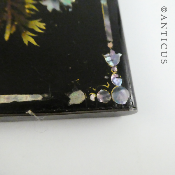 Victorian Black Lacquer and Shell Inlay Card Case.