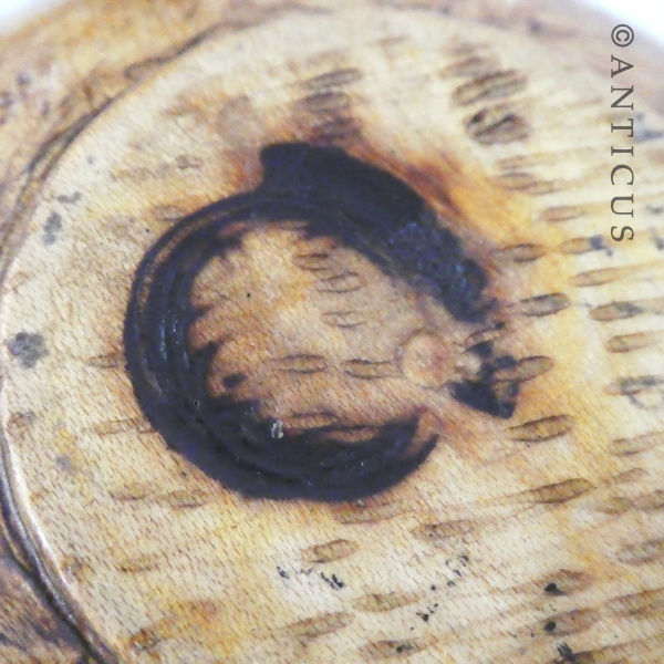 Small Round Poker-Work Box, Kiwiana.