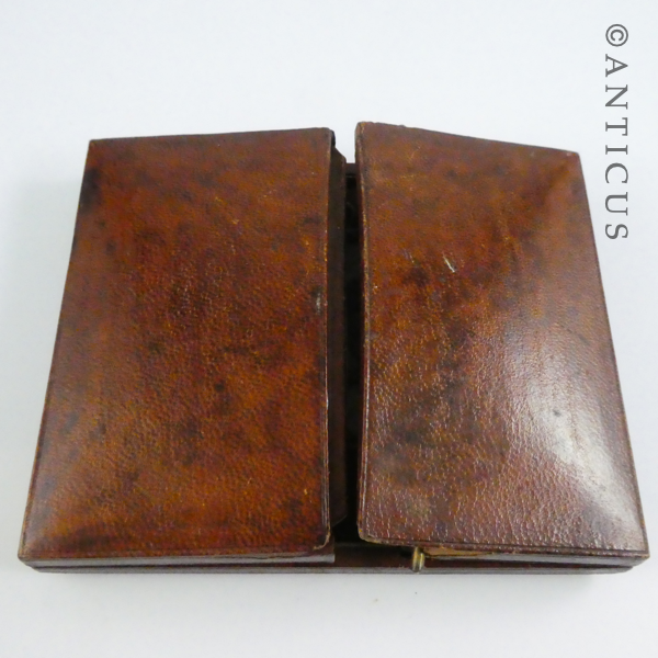 Edwardian Leather Framed Portrait of Two Boys.