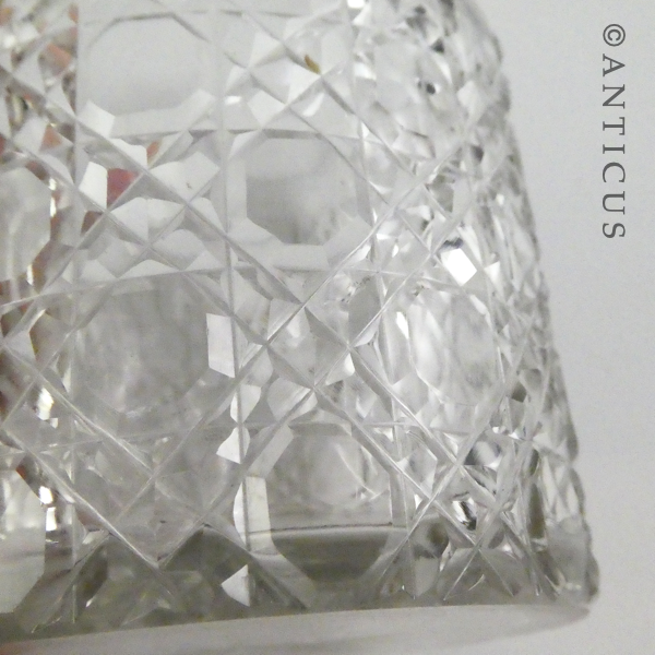 Large Silver-Topped Crystal Vanity Jar.