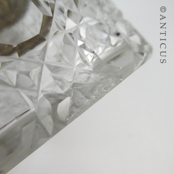 Large Silver-Topped Crystal Vanity Jar.