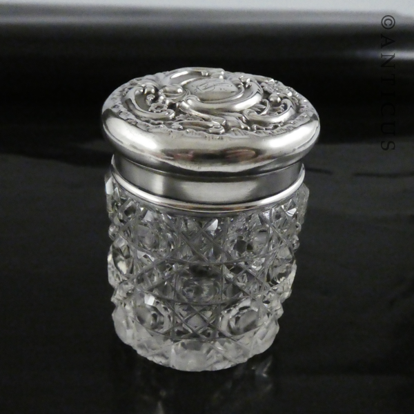 Small Sterling Silver-Topped Vanity Jar.