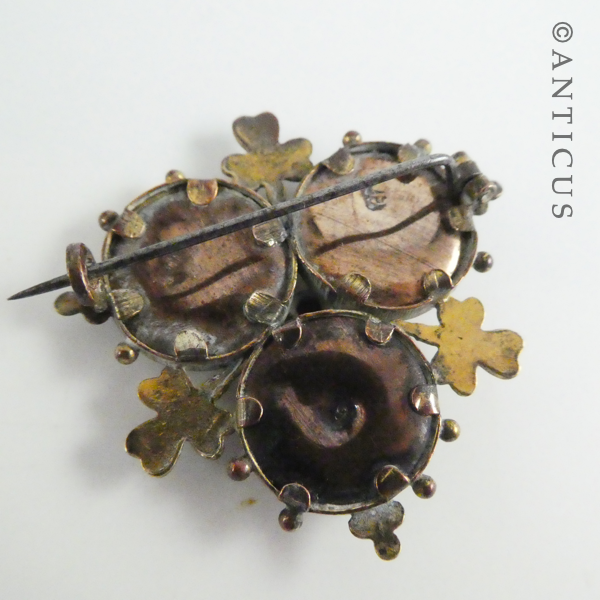 Irish Three-Photograph Shamrock Brooch.