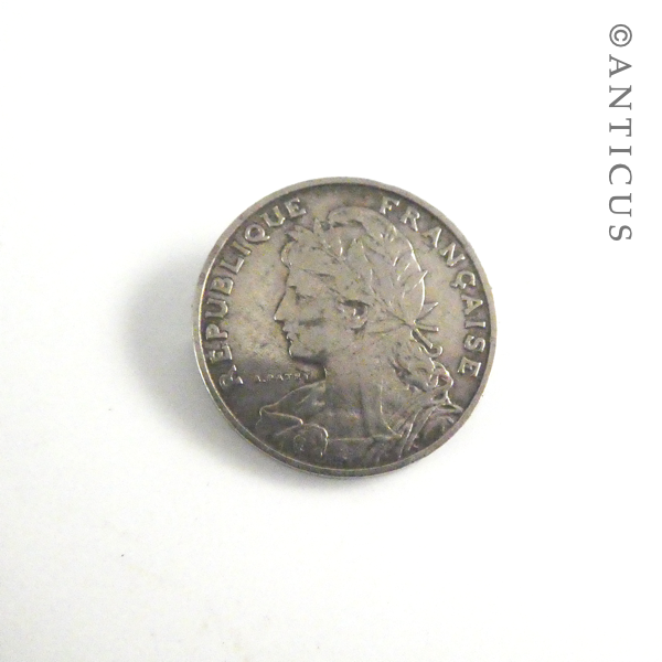 French Silver Coin Brooch, 1903.