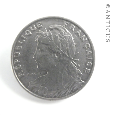 French Silver Coin Brooch, 1903.