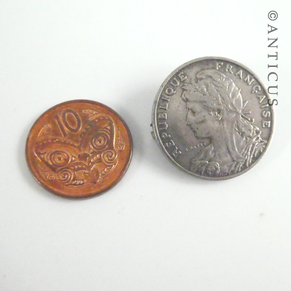 French Silver Coin Brooch, 1903.