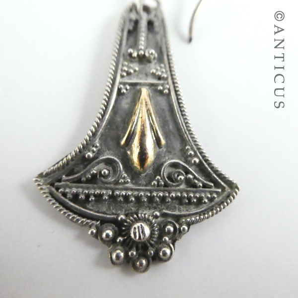 Pair of Silver Filigree and Gold Earrings.