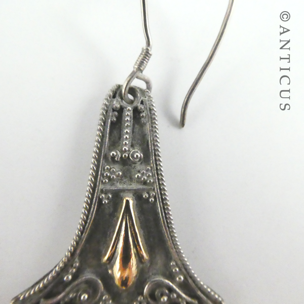Pair of Silver Filigree and Gold Earrings.