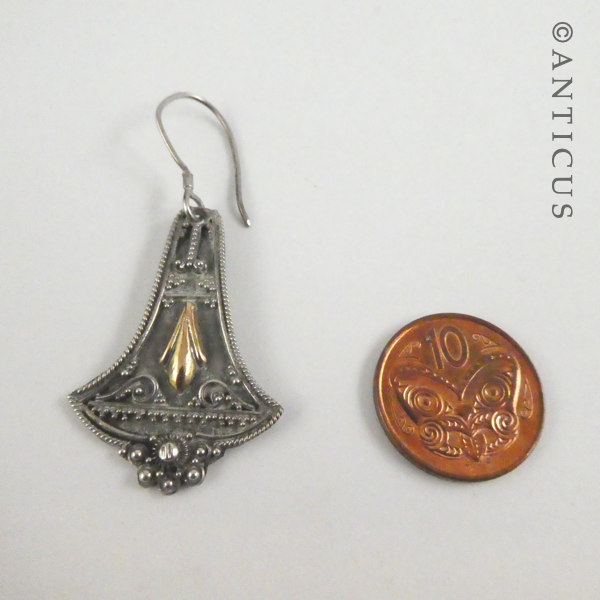 Pair of Silver Filigree and Gold Earrings.