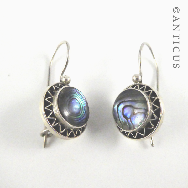 Vintage Earrings, Paua and Sterling Silver.