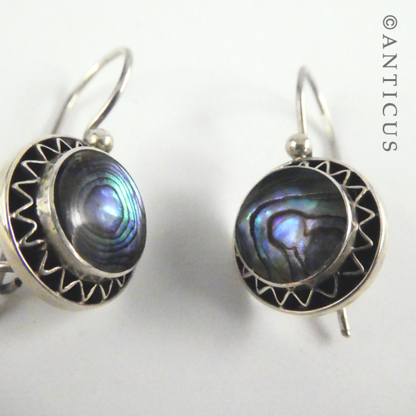 Vintage Earrings, Paua and Sterling Silver.