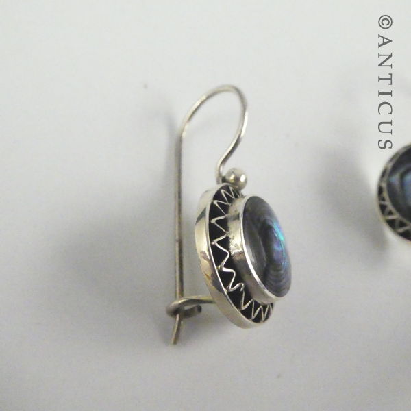 Vintage Earrings, Paua and Sterling Silver.