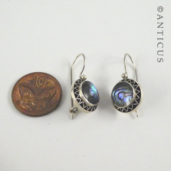 Vintage Earrings, Paua and Sterling Silver.