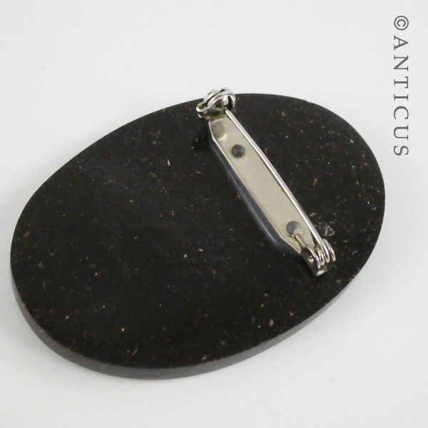 Brooch, Woman with Hat, Decorated with Paua Shell.