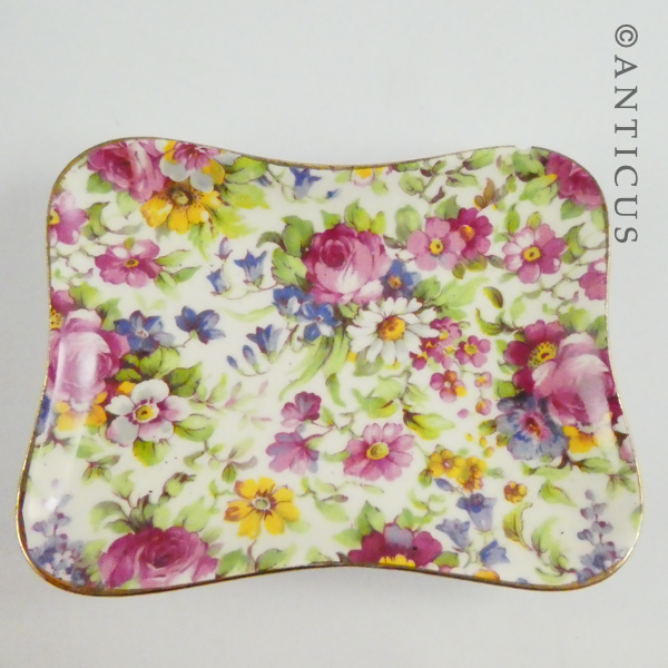 Small Ceramic Floral Chintz Dish & Vase.