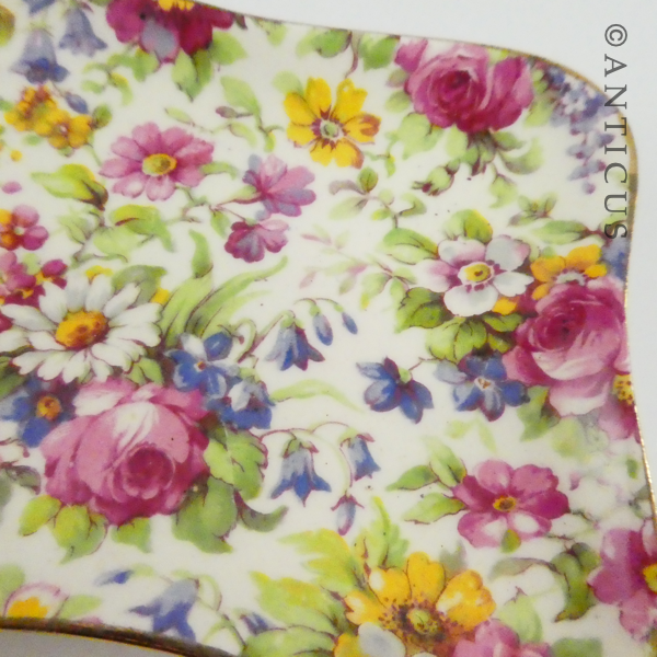 Small Ceramic Floral Chintz Dish & Vase.