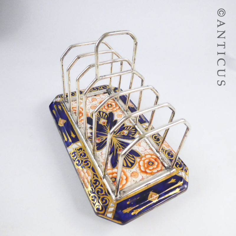 Victorian Staffordshire and Silver Plate Toast Rack.