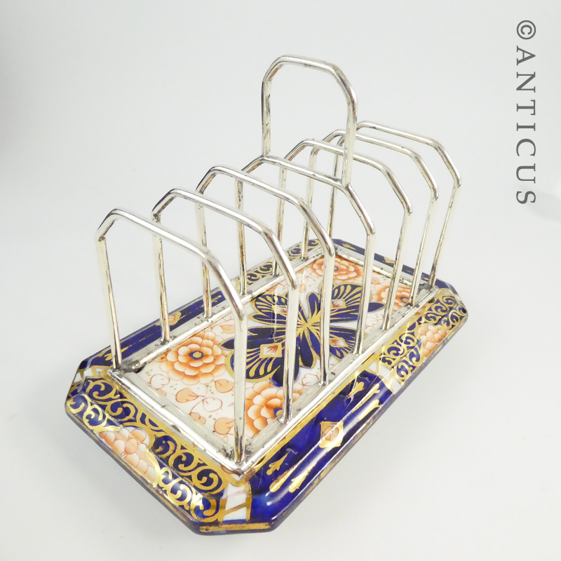 Victorian Staffordshire and Silver Plate Toast Rack.