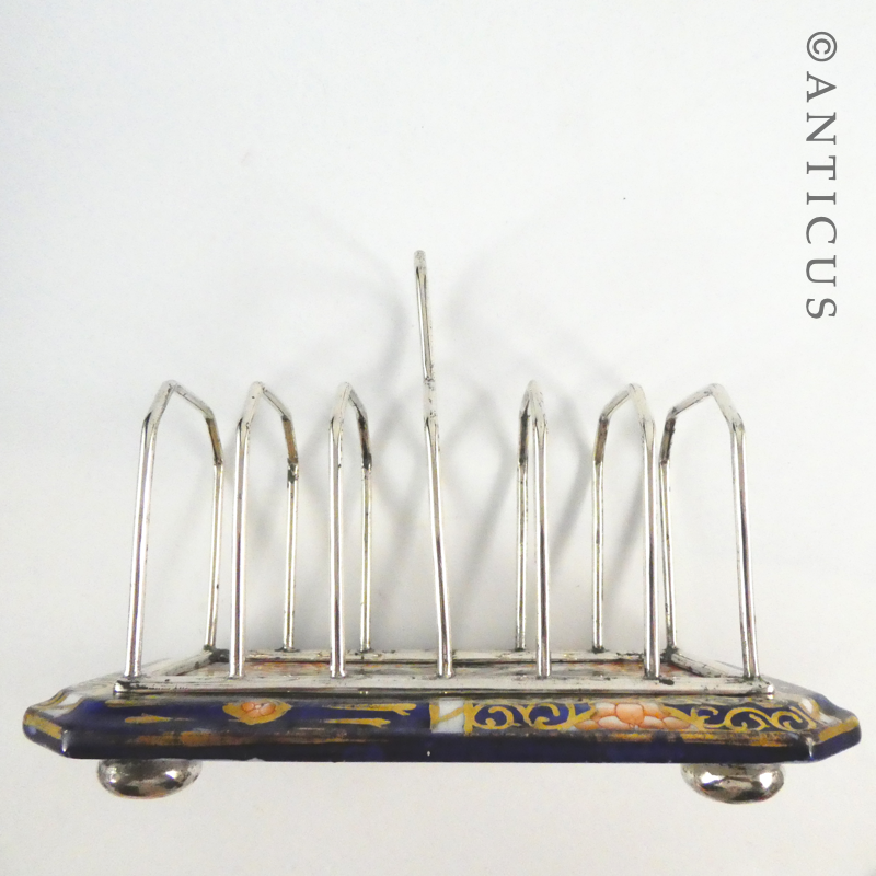 Victorian Staffordshire and Silver Plate Toast Rack.