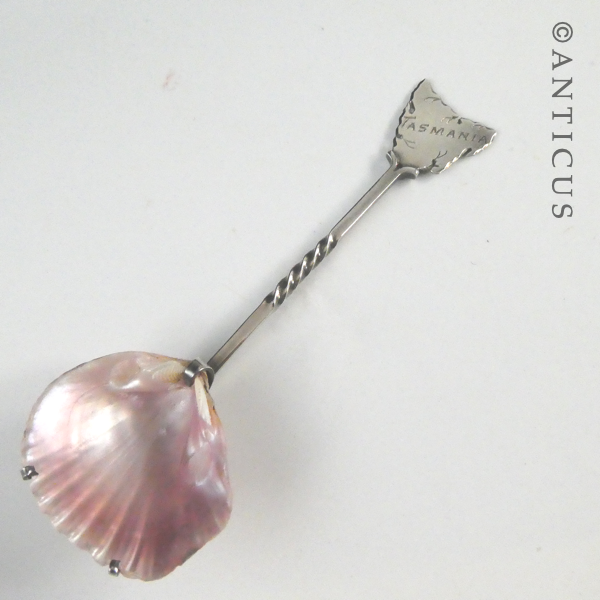 Australian Sterling Silver and Shell Sugar Spoon.