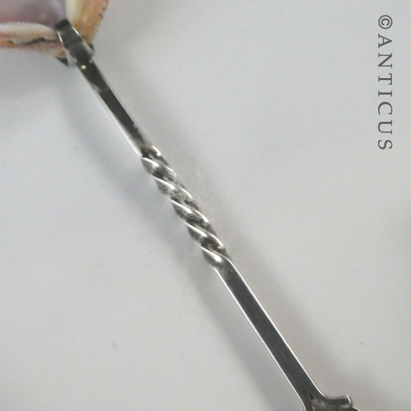 Australian Sterling Silver and Shell Sugar Spoon.