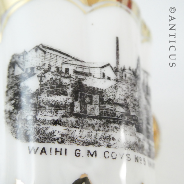 Two Small Coffee Cans with Waihi Gold Mining Images.